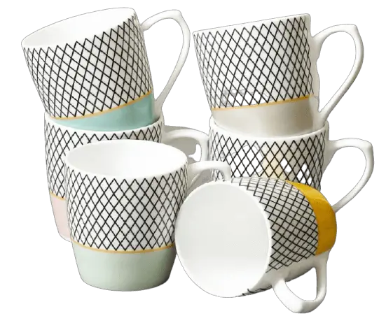Femora Indian Ceramic Fine Bone China Handmade Multicolor Design Tea Cup Coffee Cup