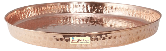 SHIV SHAKTI ARTS Handmade Pure Set of 5 Copper Thali Plate for Dinnerware Purpose