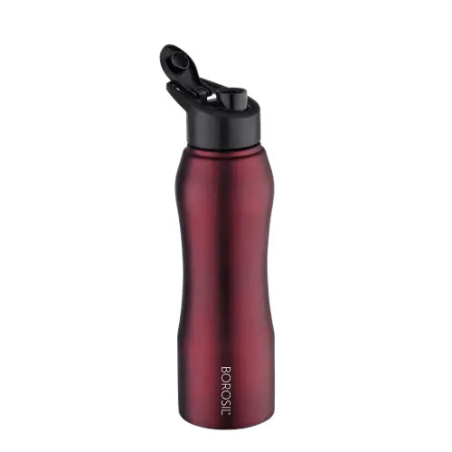 Borosil BSW750SS15 Stainless Steel Water Bottle, 750ml, Maroon,Set of 1