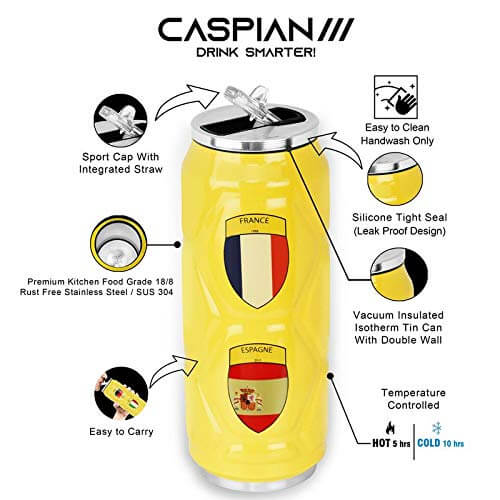 CASPIAN Drink Smarter - Vacuum Insulated Stainless Steel Sipper Water Bottle for Boys, Teenagers, School Sports - 500ml