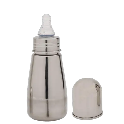Beautiq Unique Collections Stainless Steel Baby Feeding Bottle 300ml with High Grade Silicon Nipple