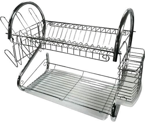 Supreme stainless steel two-layer kitchen dish drainer rack glass cutlery stand kitchen utensils storage organizer
