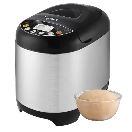 Lifelong Atta and Bread Maker for Home 550 Watt 19 Pre-Set Menu with Adjustable Crust Control, 3 Crust Colours, LCD Display, Make Bread at Home